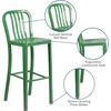 image:imageFlash Furniture Gael 30 Commercial Metal Barstools with Footrest Vertical Slat Back Bar Height Stools for Restaurants and Kitchens Set of 2 SilverGreen