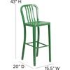 image:imageFlash Furniture Gael 30 Commercial Metal Barstools with Footrest Vertical Slat Back Bar Height Stools for Restaurants and Kitchens Set of 2 SilverGreen