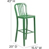 image:imageFlash Furniture Gael 30 Commercial Metal Barstools with Footrest Vertical Slat Back Bar Height Stools for Restaurants and Kitchens Set of 2 SilverGreen