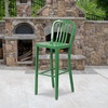image:imageFlash Furniture Gael 30 Commercial Metal Barstools with Footrest Vertical Slat Back Bar Height Stools for Restaurants and Kitchens Set of 2 SilverGreen