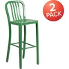 image:imageFlash Furniture Gael 30 Commercial Metal Barstools with Footrest Vertical Slat Back Bar Height Stools for Restaurants and Kitchens Set of 2 SilverGreen