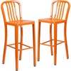 image:imageFlash Furniture Gael 30 Commercial Metal Barstools with Footrest Vertical Slat Back Bar Height Stools for Restaurants and Kitchens Set of 2 SilverOrange