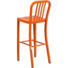 image:imageFlash Furniture Gael 30 Commercial Metal Barstools with Footrest Vertical Slat Back Bar Height Stools for Restaurants and Kitchens Set of 2 SilverOrange