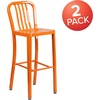image:imageFlash Furniture Gael 30 Commercial Metal Barstools with Footrest Vertical Slat Back Bar Height Stools for Restaurants and Kitchens Set of 2 SilverOrange