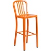 image:imageFlash Furniture Gael 30 Commercial Metal Barstools with Footrest Vertical Slat Back Bar Height Stools for Restaurants and Kitchens Set of 2 SilverOrange