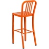 image:imageFlash Furniture Gael 30 Commercial Metal Barstools with Footrest Vertical Slat Back Bar Height Stools for Restaurants and Kitchens Set of 2 SilverOrange