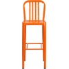 image:imageFlash Furniture Gael 30 Commercial Metal Barstools with Footrest Vertical Slat Back Bar Height Stools for Restaurants and Kitchens Set of 2 SilverOrange
