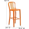 image:imageFlash Furniture Gael 30 Commercial Metal Barstools with Footrest Vertical Slat Back Bar Height Stools for Restaurants and Kitchens Set of 2 SilverOrange