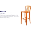 image:imageFlash Furniture Gael 30 Commercial Metal Barstools with Footrest Vertical Slat Back Bar Height Stools for Restaurants and Kitchens Set of 2 SilverOrange