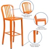 image:imageFlash Furniture Gael 30 Commercial Metal Barstools with Footrest Vertical Slat Back Bar Height Stools for Restaurants and Kitchens Set of 2 SilverOrange