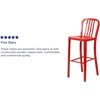 image:imageFlash Furniture Gael 30 Commercial Metal Barstools with Footrest Vertical Slat Back Bar Height Stools for Restaurants and Kitchens Set of 2 SilverRed