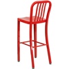 image:imageFlash Furniture Gael 30 Commercial Metal Barstools with Footrest Vertical Slat Back Bar Height Stools for Restaurants and Kitchens Set of 2 SilverRed