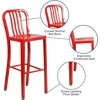 image:imageFlash Furniture Gael 30 Commercial Metal Barstools with Footrest Vertical Slat Back Bar Height Stools for Restaurants and Kitchens Set of 2 SilverRed