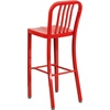 image:imageFlash Furniture Gael 30 Commercial Metal Barstools with Footrest Vertical Slat Back Bar Height Stools for Restaurants and Kitchens Set of 2 SilverRed
