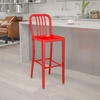 image:imageFlash Furniture Gael 30 Commercial Metal Barstools with Footrest Vertical Slat Back Bar Height Stools for Restaurants and Kitchens Set of 2 SilverRed