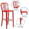 image:imageFlash Furniture Gael 30 Commercial Metal Barstools with Footrest Vertical Slat Back Bar Height Stools for Restaurants and Kitchens Set of 2 SilverRed