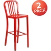 image:imageFlash Furniture Gael 30 Commercial Metal Barstools with Footrest Vertical Slat Back Bar Height Stools for Restaurants and Kitchens Set of 2 SilverRed