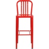 image:imageFlash Furniture Gael 30 Commercial Metal Barstools with Footrest Vertical Slat Back Bar Height Stools for Restaurants and Kitchens Set of 2 SilverRed