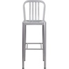 image:imageFlash Furniture Gael 30 Commercial Metal Barstools with Footrest Vertical Slat Back Bar Height Stools for Restaurants and Kitchens Set of 2 SilverSilver