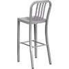 image:imageFlash Furniture Gael 30 Commercial Metal Barstools with Footrest Vertical Slat Back Bar Height Stools for Restaurants and Kitchens Set of 2 SilverSilver
