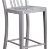 image:imageFlash Furniture Gael 30 Commercial Metal Barstools with Footrest Vertical Slat Back Bar Height Stools for Restaurants and Kitchens Set of 2 SilverSilver