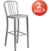 image:imageFlash Furniture Gael 30 Commercial Metal Barstools with Footrest Vertical Slat Back Bar Height Stools for Restaurants and Kitchens Set of 2 SilverSilver