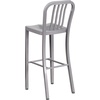 image:imageFlash Furniture Gael 30 Commercial Metal Barstools with Footrest Vertical Slat Back Bar Height Stools for Restaurants and Kitchens Set of 2 SilverSilver