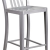 image:imageFlash Furniture Gael 30 Commercial Metal Barstools with Footrest Vertical Slat Back Bar Height Stools for Restaurants and Kitchens Set of 2 SilverSilver