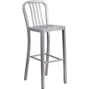 image:imageFlash Furniture Gael 30 Commercial Metal Barstools with Footrest Vertical Slat Back Bar Height Stools for Restaurants and Kitchens Set of 2 SilverSilver