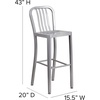 image:imageFlash Furniture Gael 30 Commercial Metal Barstools with Footrest Vertical Slat Back Bar Height Stools for Restaurants and Kitchens Set of 2 SilverSilver