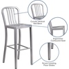 image:imageFlash Furniture Gael 30 Commercial Metal Barstools with Footrest Vertical Slat Back Bar Height Stools for Restaurants and Kitchens Set of 2 SilverSilver