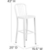 image:imageFlash Furniture Gael 30 Commercial Metal Barstools with Footrest Vertical Slat Back Bar Height Stools for Restaurants and Kitchens Set of 2 SilverWhite