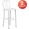 image:imageFlash Furniture Gael 30 Commercial Metal Barstools with Footrest Vertical Slat Back Bar Height Stools for Restaurants and Kitchens Set of 2 SilverWhite