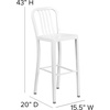 image:imageFlash Furniture Gael 30 Commercial Metal Barstools with Footrest Vertical Slat Back Bar Height Stools for Restaurants and Kitchens Set of 2 SilverWhite