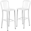 image:imageFlash Furniture Gael 30 Commercial Metal Barstools with Footrest Vertical Slat Back Bar Height Stools for Restaurants and Kitchens Set of 2 SilverWhite