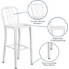 image:imageFlash Furniture Gael 30 Commercial Metal Barstools with Footrest Vertical Slat Back Bar Height Stools for Restaurants and Kitchens Set of 2 SilverWhite