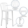 image:imageFlash Furniture Gael 30 Commercial Metal Barstools with Footrest Vertical Slat Back Bar Height Stools for Restaurants and Kitchens Set of 2 SilverWhite
