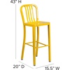image:imageFlash Furniture Gael 30 Commercial Metal Barstools with Footrest Vertical Slat Back Bar Height Stools for Restaurants and Kitchens Set of 2 SilverYellow