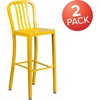 image:imageFlash Furniture Gael 30 Commercial Metal Barstools with Footrest Vertical Slat Back Bar Height Stools for Restaurants and Kitchens Set of 2 SilverYellow