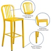 image:imageFlash Furniture Gael 30 Commercial Metal Barstools with Footrest Vertical Slat Back Bar Height Stools for Restaurants and Kitchens Set of 2 SilverYellow