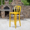 image:imageFlash Furniture Gael 30 Commercial Metal Barstools with Footrest Vertical Slat Back Bar Height Stools for Restaurants and Kitchens Set of 2 SilverYellow