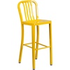 image:imageFlash Furniture Gael 30 Commercial Metal Barstools with Footrest Vertical Slat Back Bar Height Stools for Restaurants and Kitchens Set of 2 SilverYellow