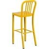 image:imageFlash Furniture Gael 30 Commercial Metal Barstools with Footrest Vertical Slat Back Bar Height Stools for Restaurants and Kitchens Set of 2 SilverYellow