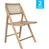 image:imageFlash Furniture Galene Cane Rattan Folding Chair Set Solid Wood Frame and Seat Ventilated Backrest Event Seating Solution Pack of 2 NaturalNatural