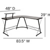 image:imageFlash Furniture Glass LShape Computer Desk with Silver Metal FrameBlack TopBlack Frame
