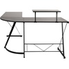 image:imageFlash Furniture Glass LShape Computer Desk with Silver Metal FrameBlack TopBlack Frame