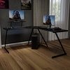 image:imageFlash Furniture Glass LShape Computer Desk with Silver Metal FrameBlack TopBlack Frame