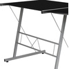 image:imageFlash Furniture Glass LShape Computer Desk with Silver Metal FrameBlack TopSilver Frame