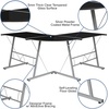 image:imageFlash Furniture Glass LShape Computer Desk with Silver Metal FrameBlack TopSilver Frame