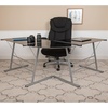 image:imageFlash Furniture Glass LShape Computer Desk with Silver Metal FrameBlack TopSilver Frame